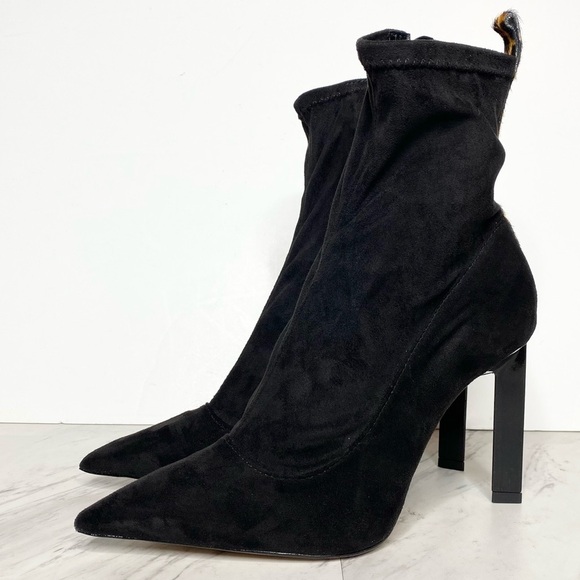 New! Schutz Benine Black Suede Pointy Toe Bootie 8 1/2 B - Picture 1 of 15